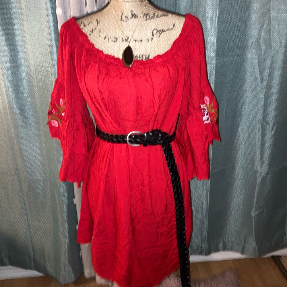 Feathers Dress Red 3X